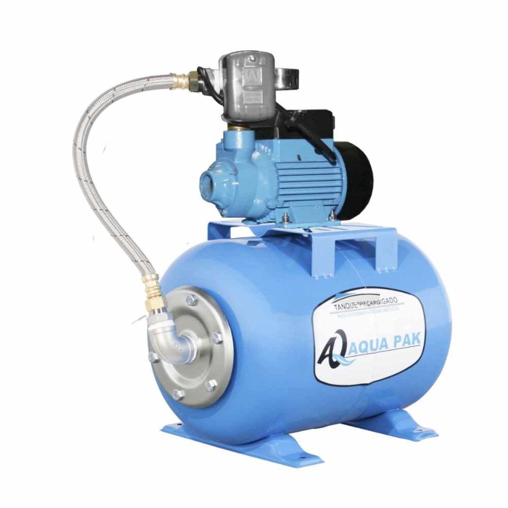 SERIE BOMBA AQUA PAK CON TANQUE AQ HORIZONTAL MEMBRANA 1/2 HP, 1 X 127V, AP-50X/1127, TANQUE AQ HORIZONTAL MEMBRANA DE 24 LTS, SUCC. Y DESC. 1" X 1"